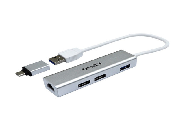 KINYO USB3.0+ RJ45鋁合金集線器HUB23 HUB23